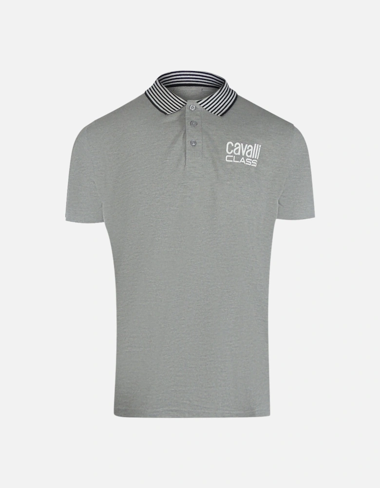Cavalli Class Striped Collar Grey Polo Shirt