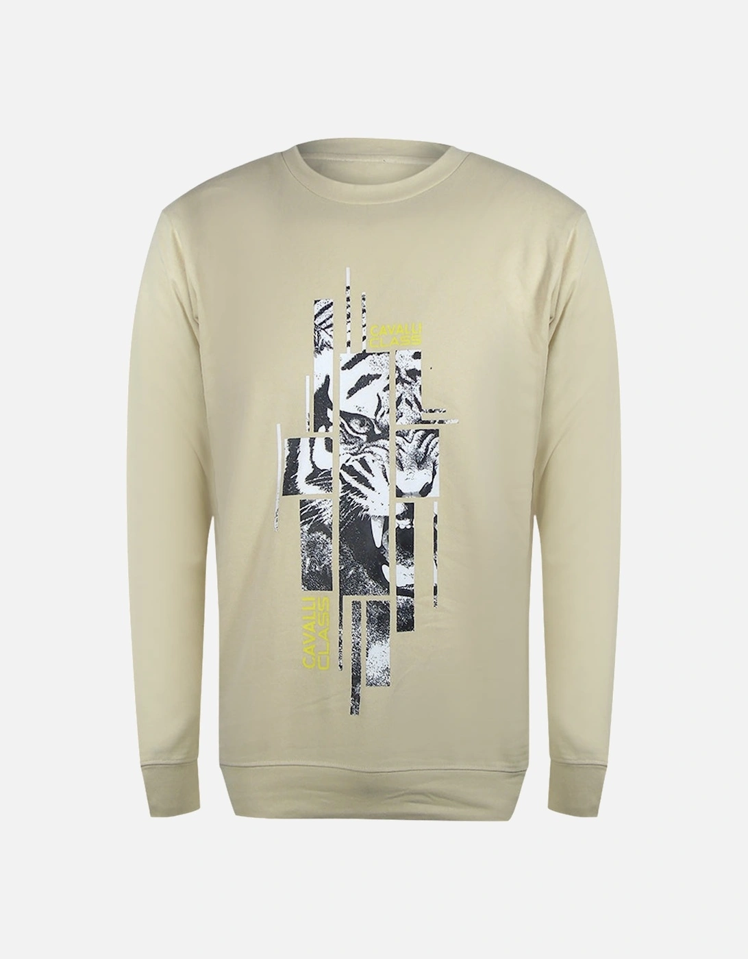 Cavalli Class Splintered Tiger Logo Beige Sweatshirt, 3 of 2