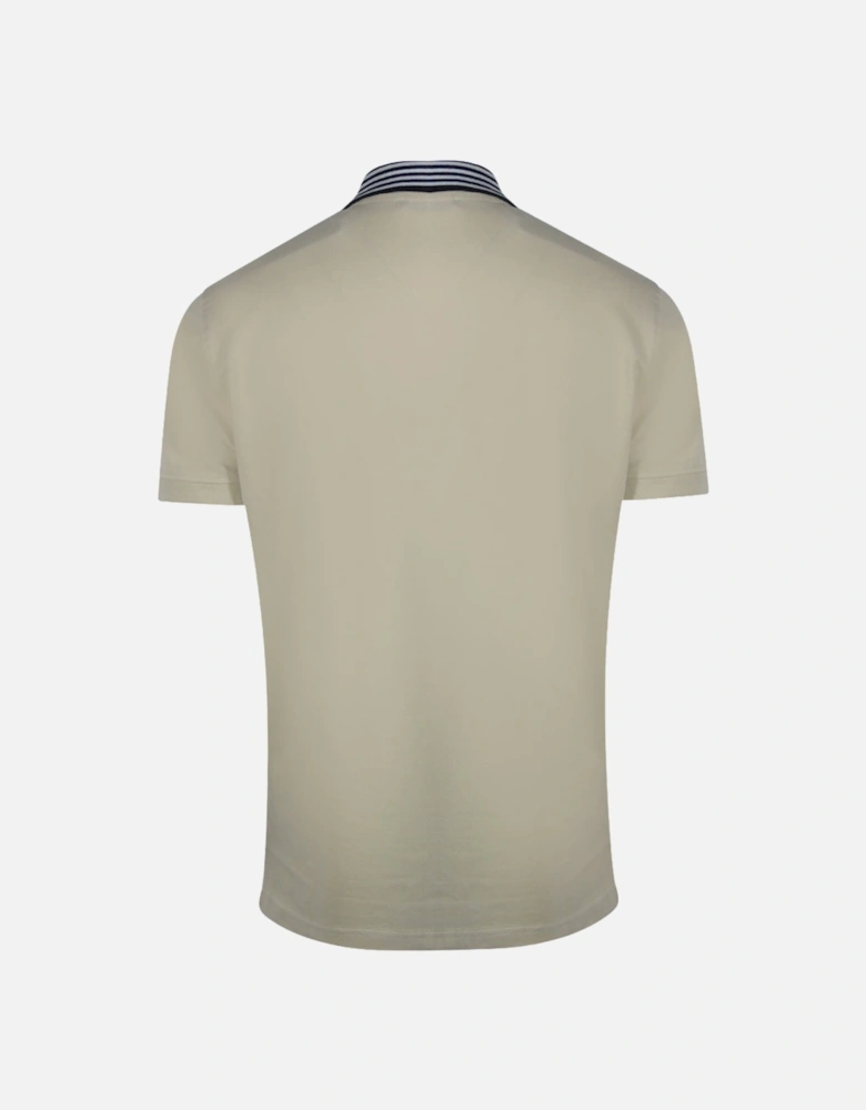 Cavalli Class Striped Collar Beige Polo Shirt