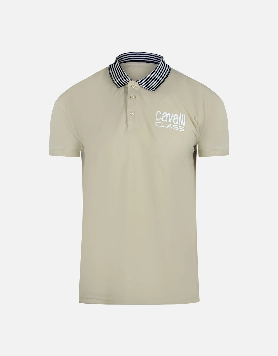 Cavalli Class Striped Collar Beige Polo Shirt, 3 of 2