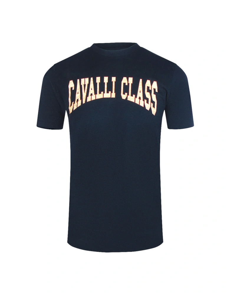 Cavalli Class Varsity Logo Navy Blue T-Shirt