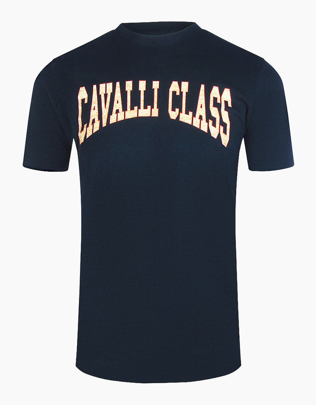 Roberto Cavalli Men's Black Cavalli Class Varsity Logo Navy Blue T-Shirt  42 Xl
