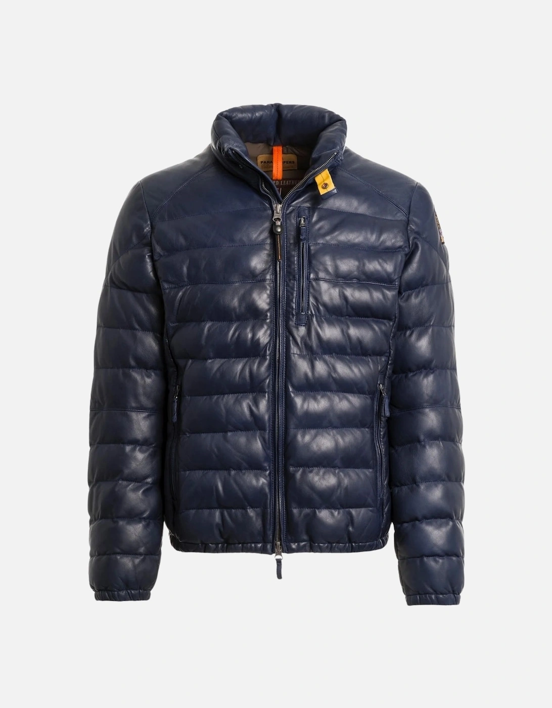 Ernie Peacock Navy Blue Padded Leather Jacket, 4 of 3