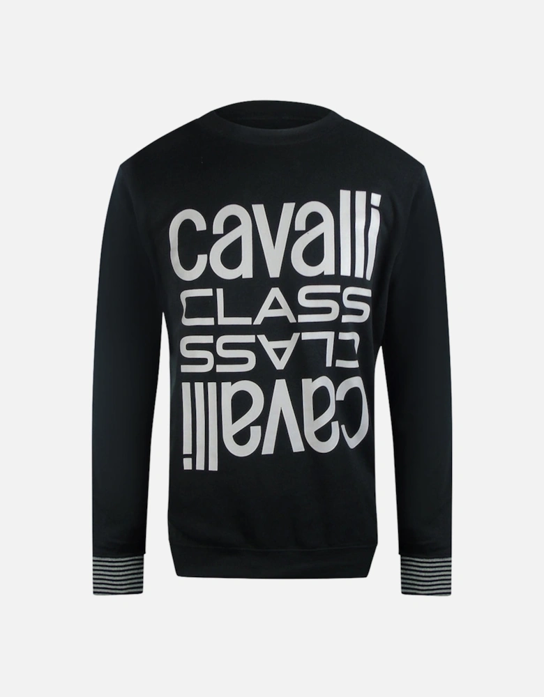 Cavalli Class Multi Logo Black Sweatshirt