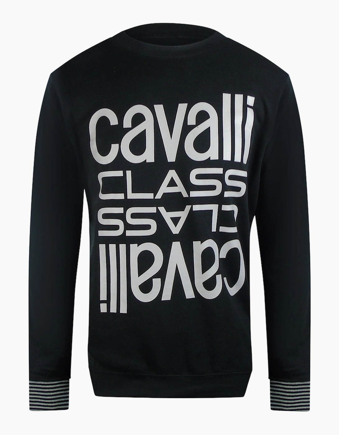 Roberto Cavalli Men's Black Cavalli Class Multi Logo Sweatshirt - Size: 38/Regular
