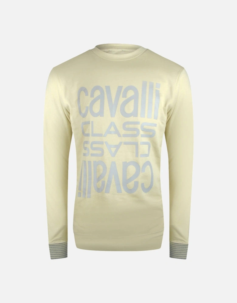 Cavalli Class Multi Logo Beige Sand Sweatshirt