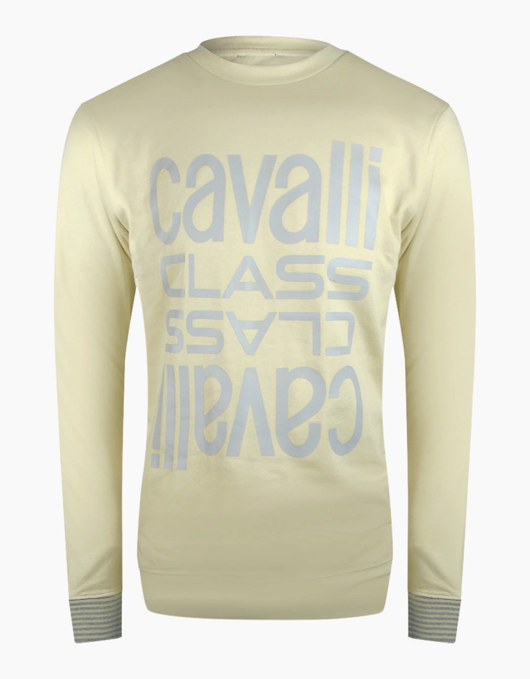 Roberto Cavalli Men's Tan Cavalli Class Multi Logo Beige Sand Sweatshirt - Size: 44/Regular