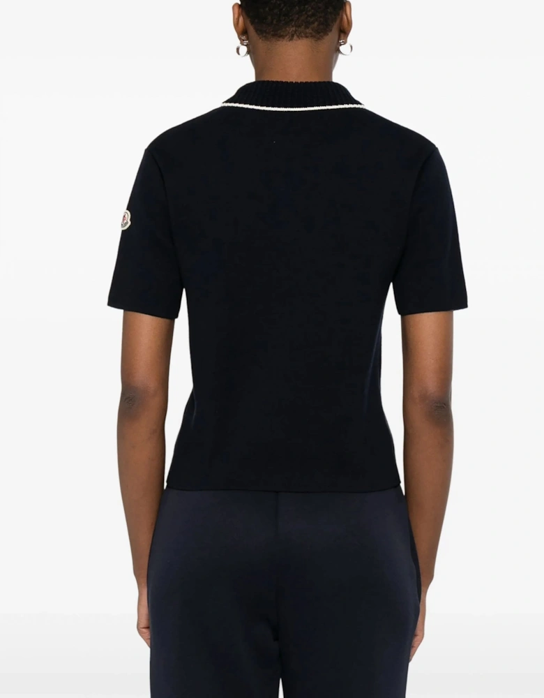 Womens Knitted Polo Navy