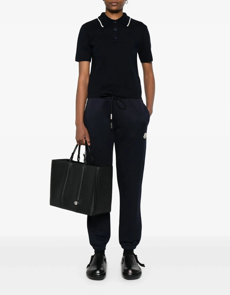 Womens Knitted Polo Navy