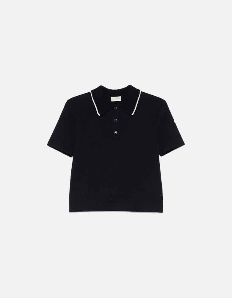 Womens Knitted Polo Navy