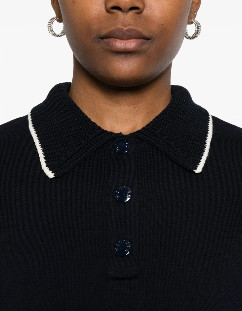 Womens Knitted Polo Navy