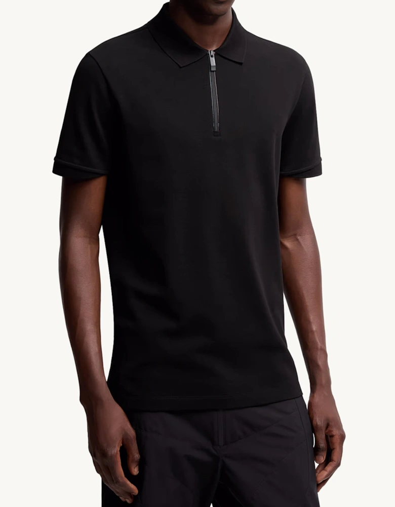 Zip Tonal Polo Black