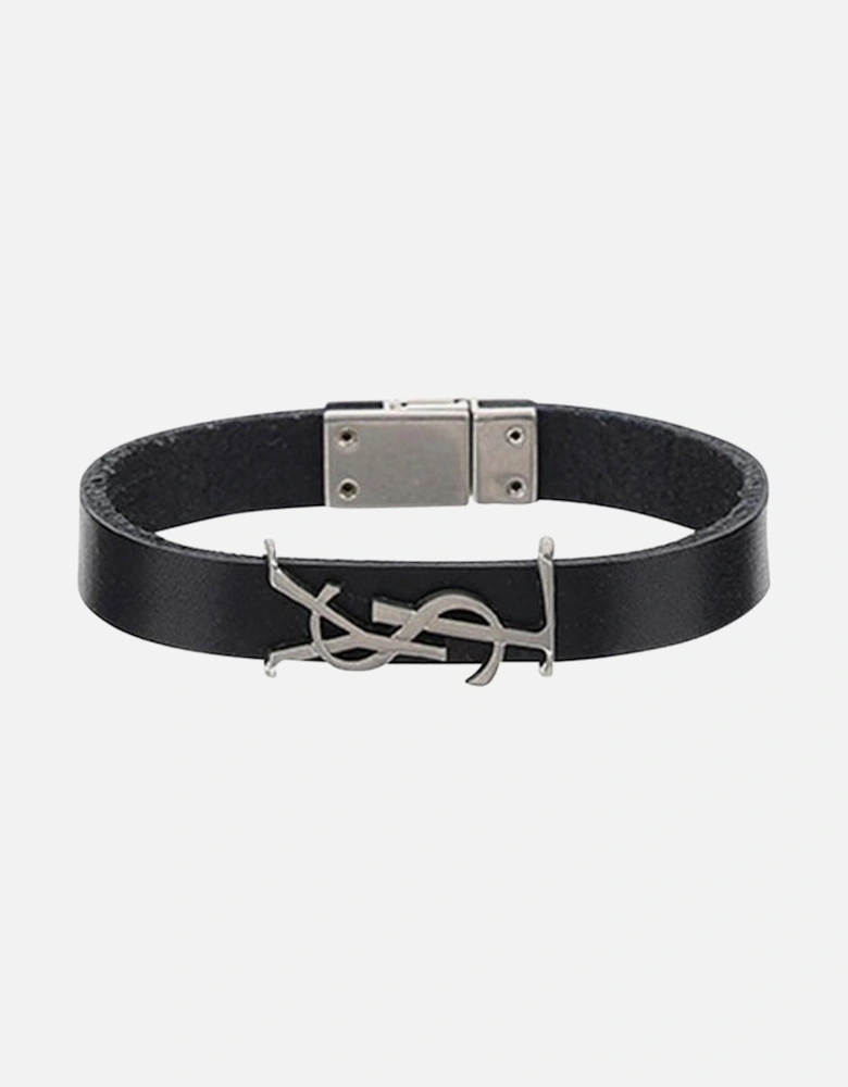 Leather Bracelet YSL Logo Women - Black