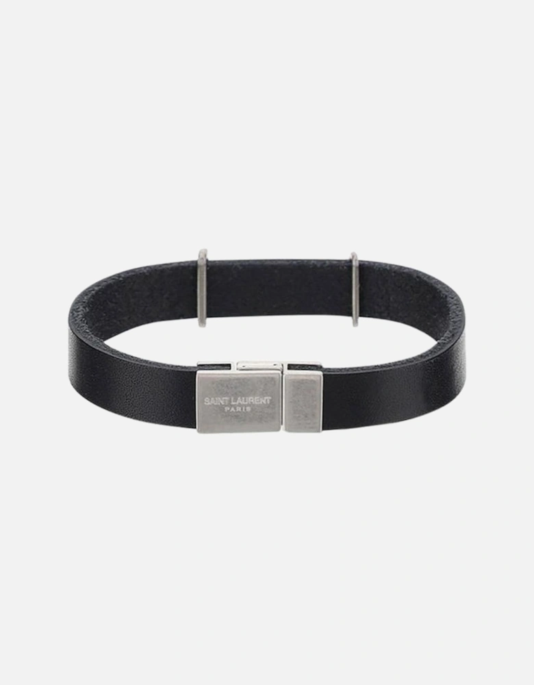 Leather Bracelet YSL Logo Women - Black