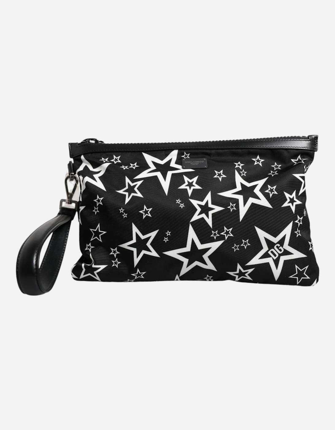 Stars Print Pouch with Silver-Tone Hardware Women - Black And White, 6 of 5