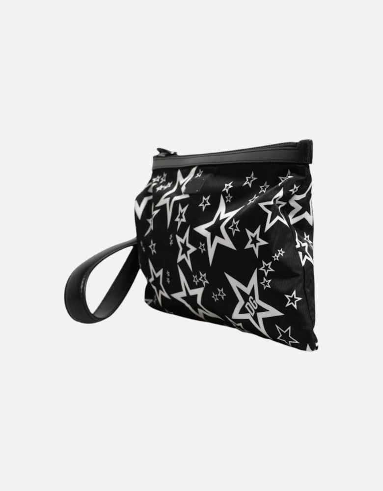 Stars Print Pouch with Silver-Tone Hardware Women - Black And White