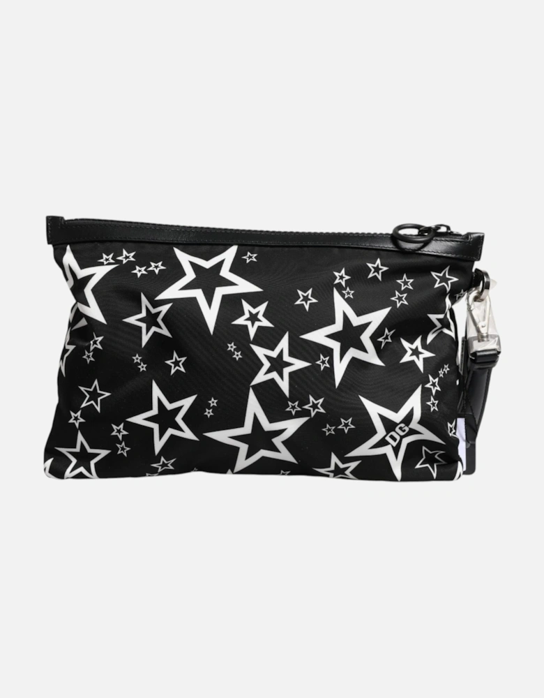 Stars Print Pouch with Silver-Tone Hardware Women - Black And White