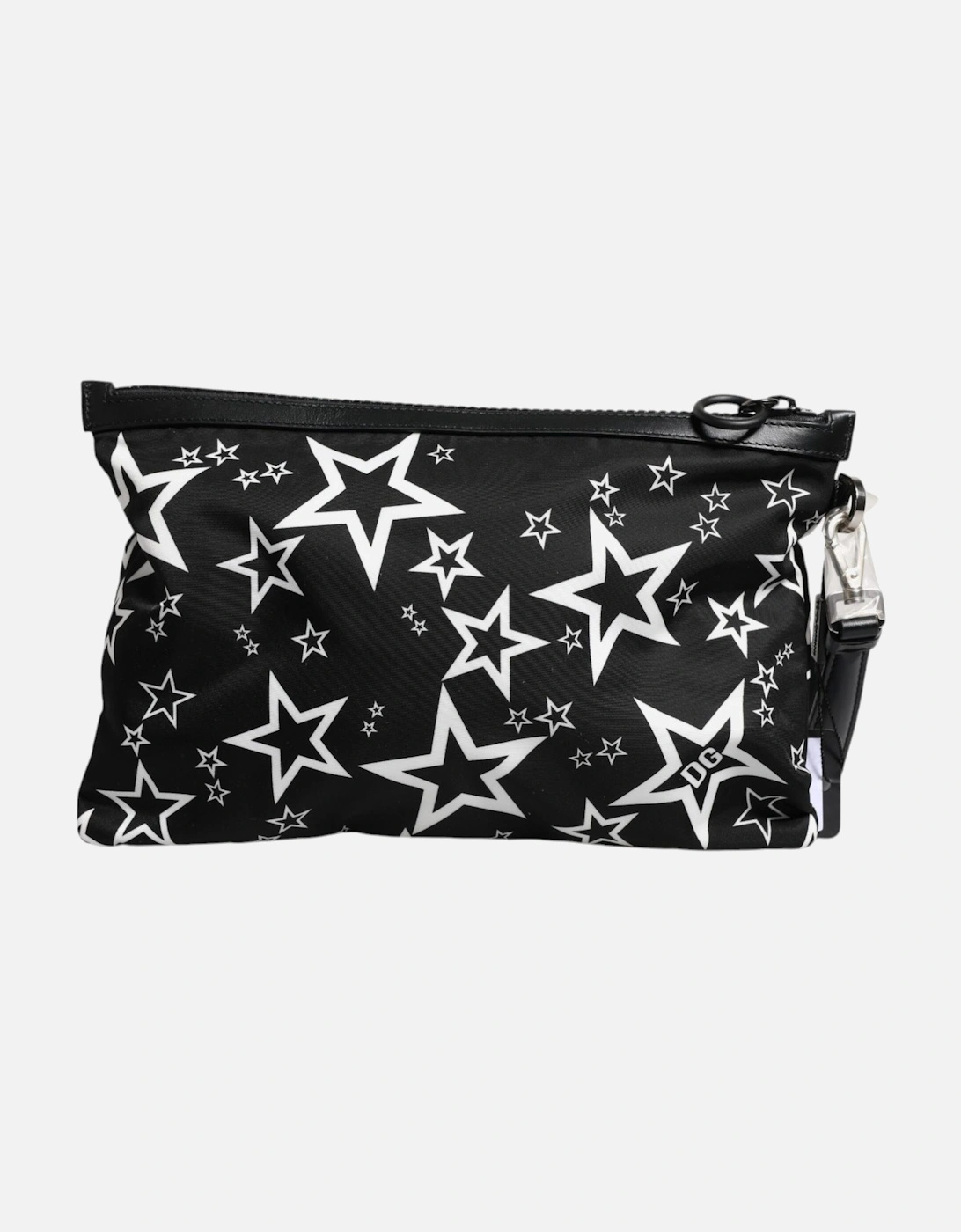 Stars Print Pouch with Silver-Tone Hardware Women - Black And White