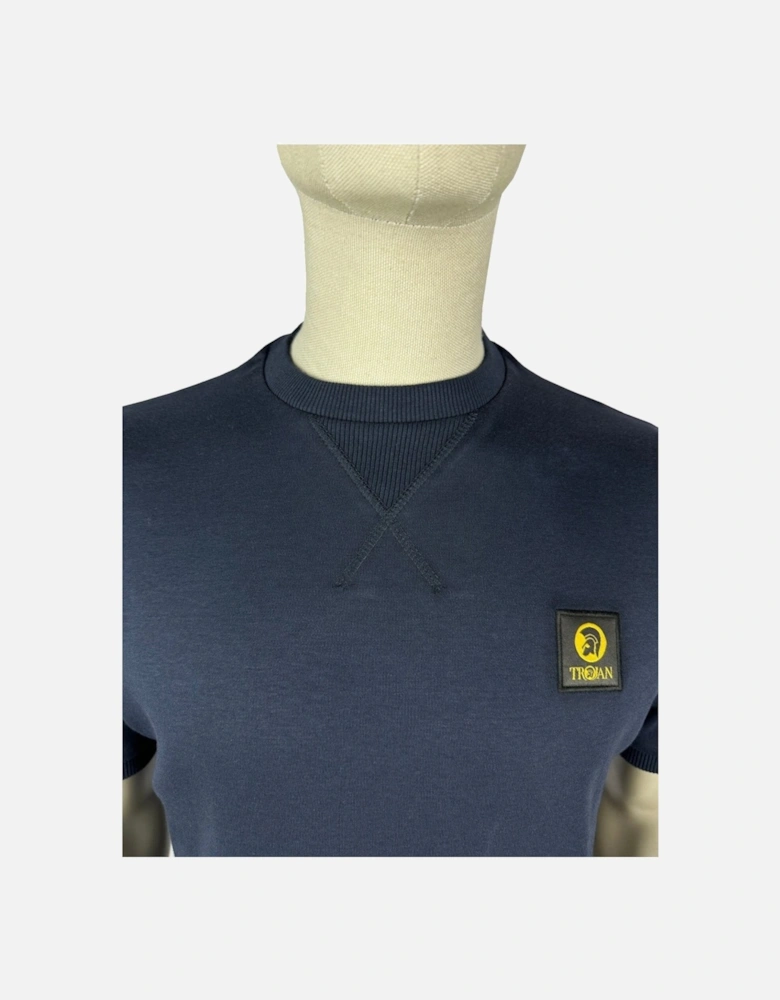 Heavy Interlock Badged Tee - Navy Blue