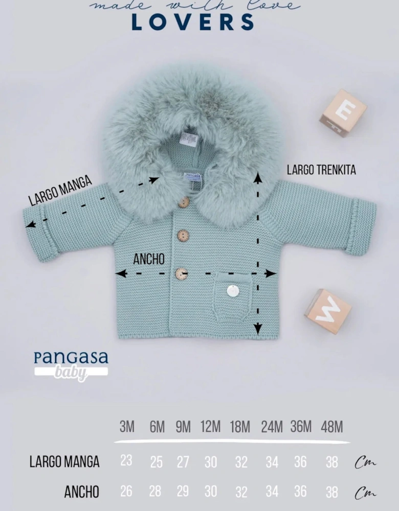 Powder Blue Knit Faux Fur Cardigan