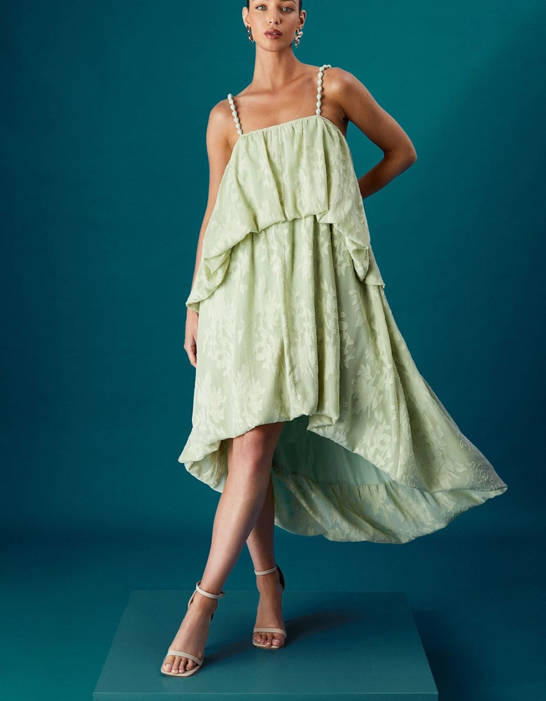 Muse Strappy Jacquard Maxi Dress With High Low Hem