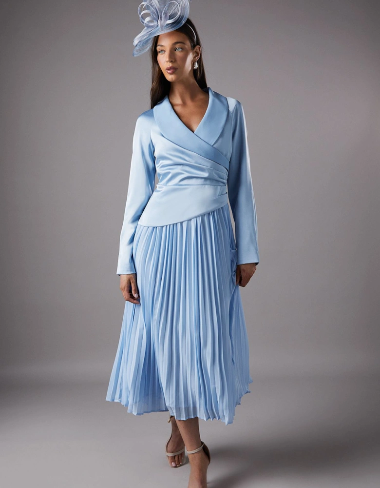 Tailored Pleat Skirt Midi Dress