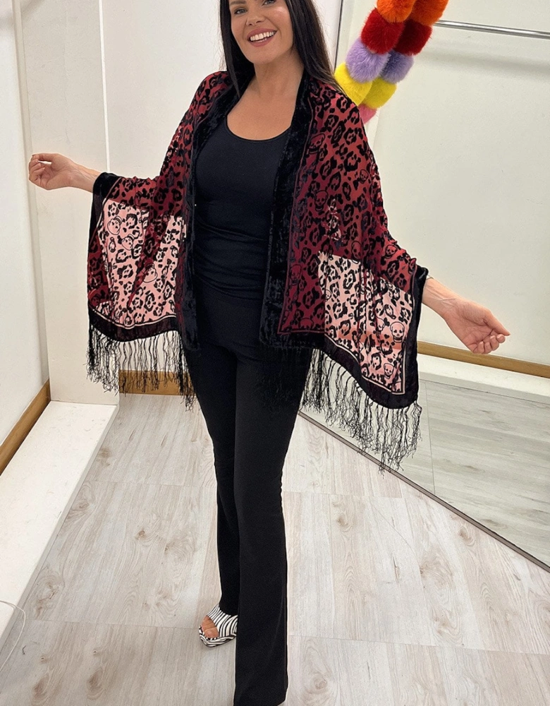 Red Silk Devore Scarf