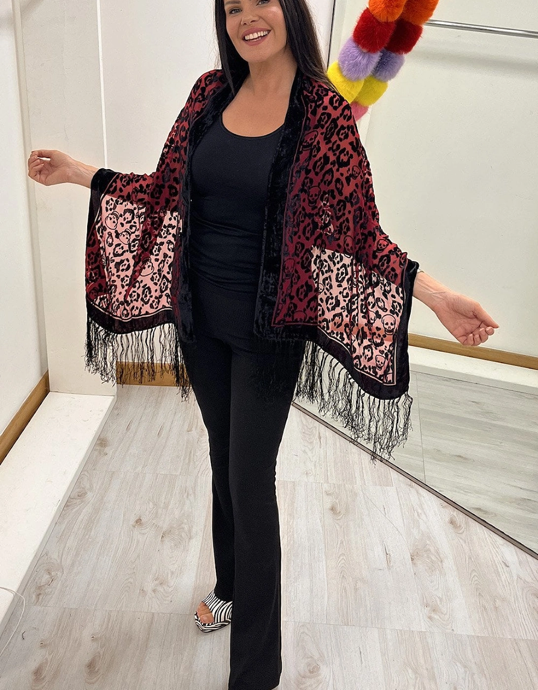 Red Silk Devore Scarf, 2 of 1