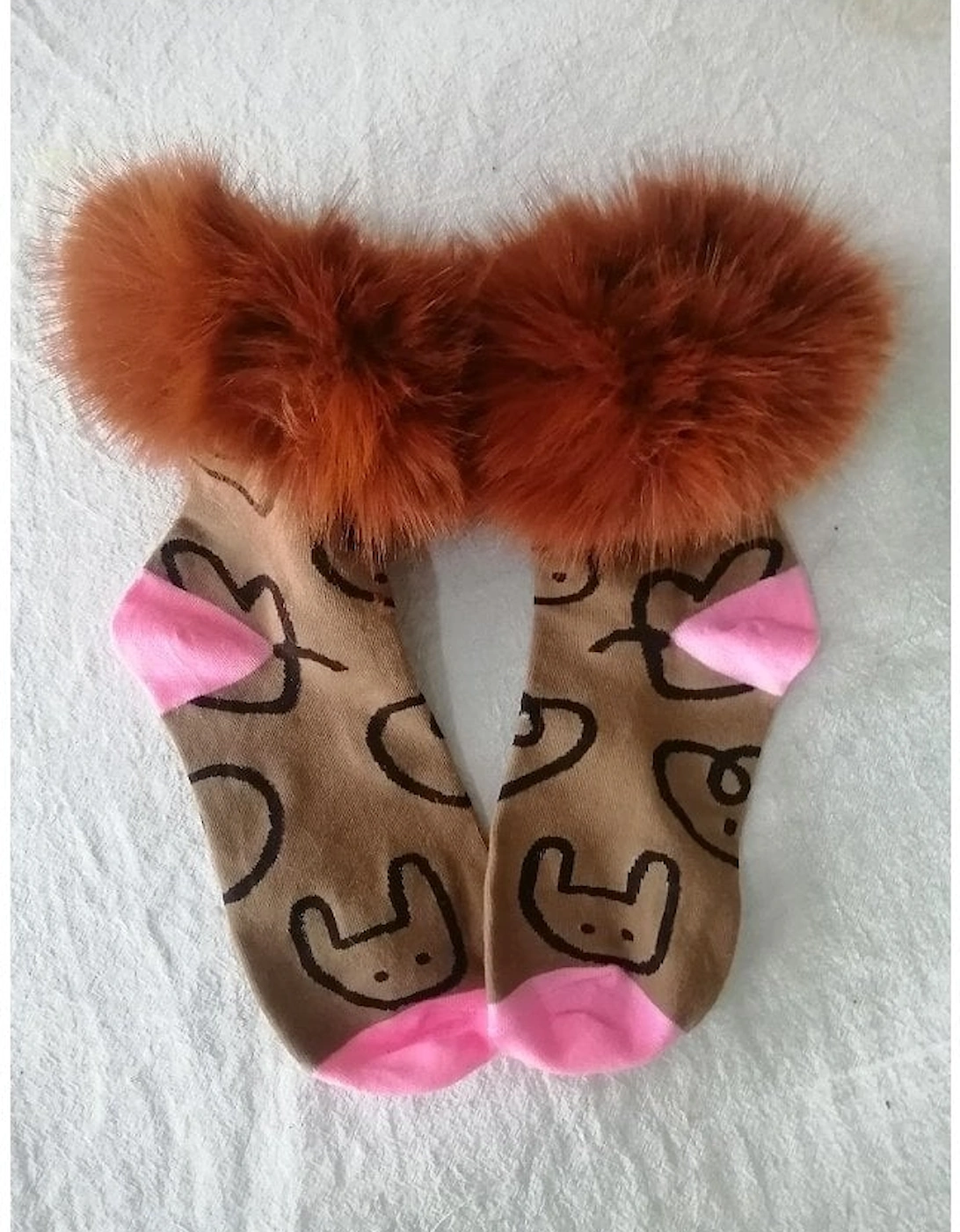 Silk Blend Faux Fur Trim Socks, 2 of 1