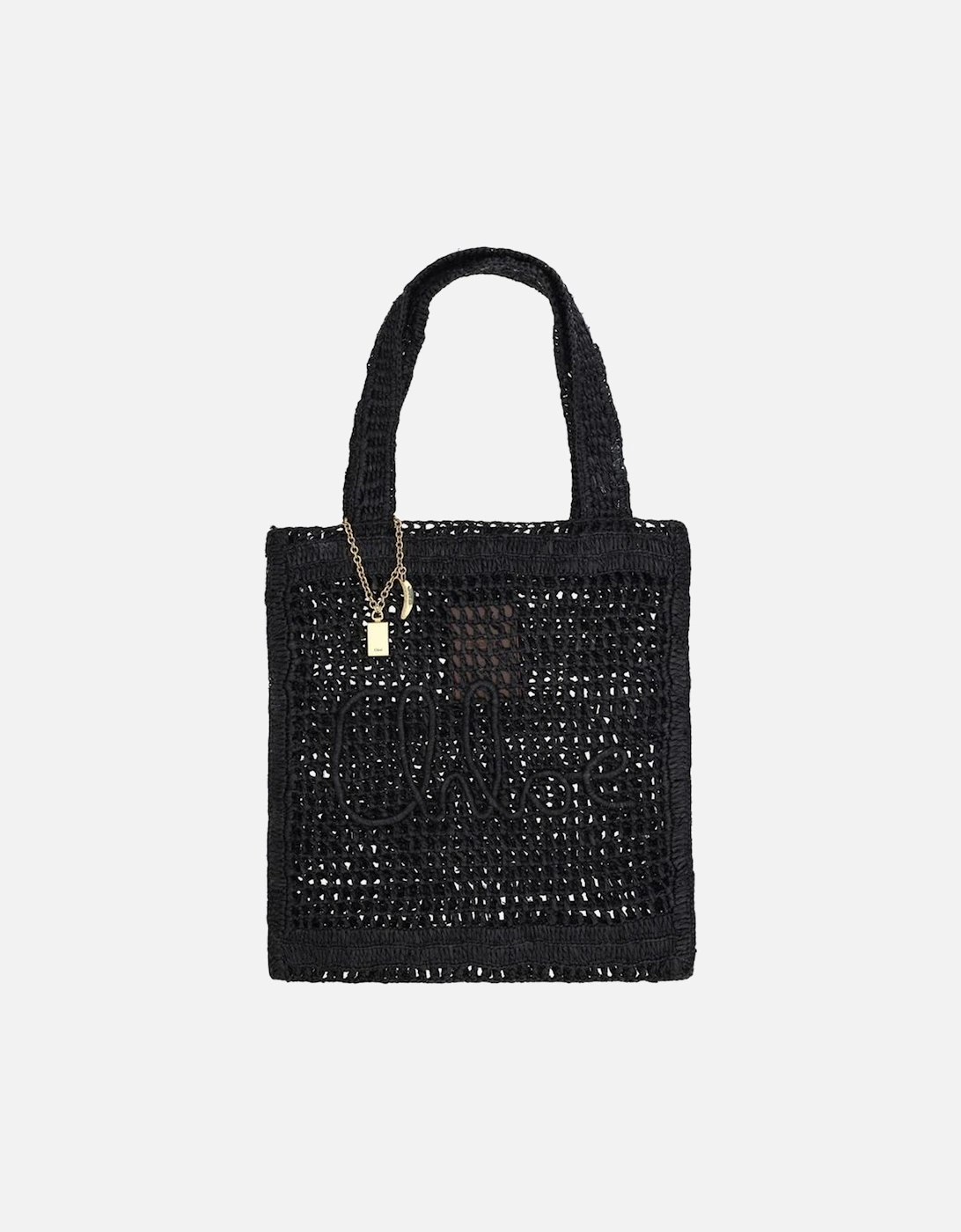 Raffia Tote Bag with Monogram and Banana Pendant Women - Black, 4 of 3