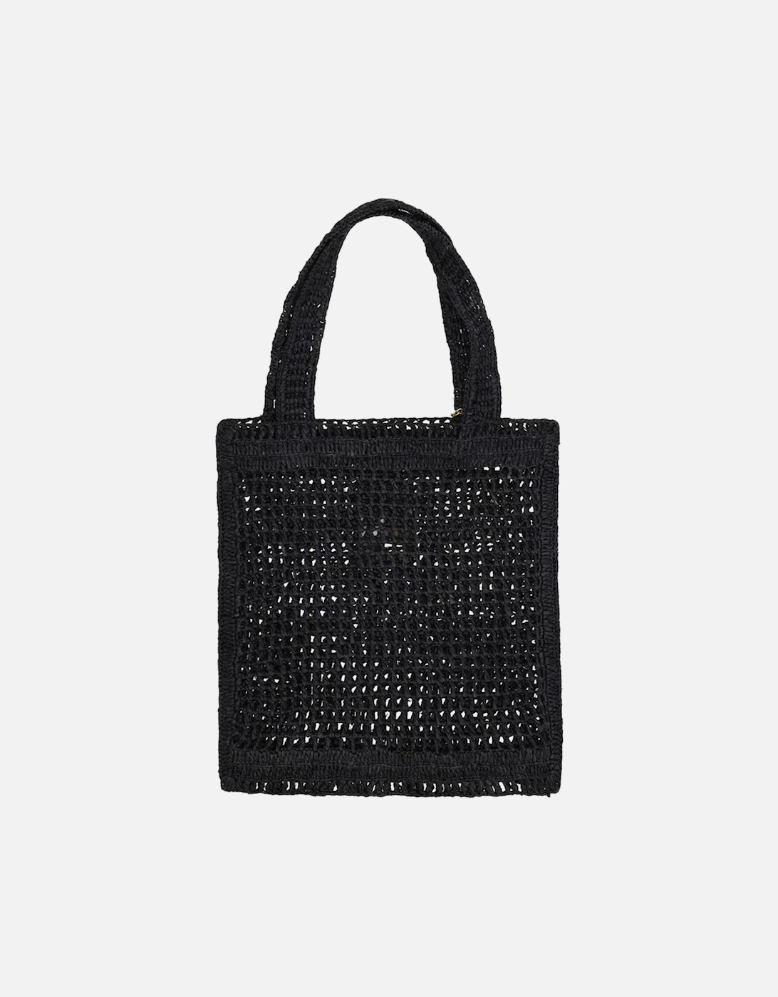 Raffia Tote Bag with Monogram and Banana Pendant Women - Black
