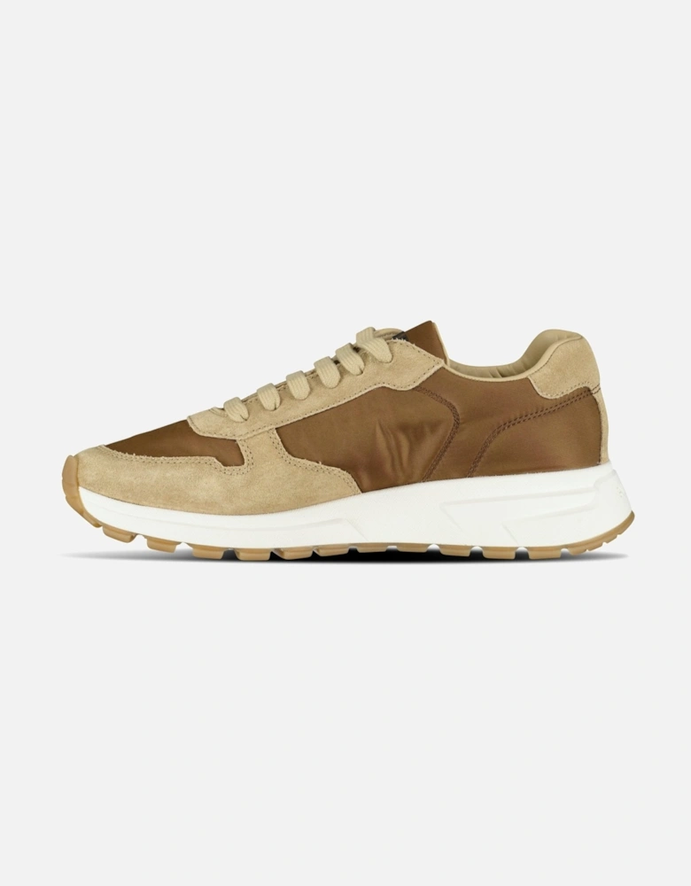 Prax 01 Triangle Logo Suede Trainers Brown & Beige