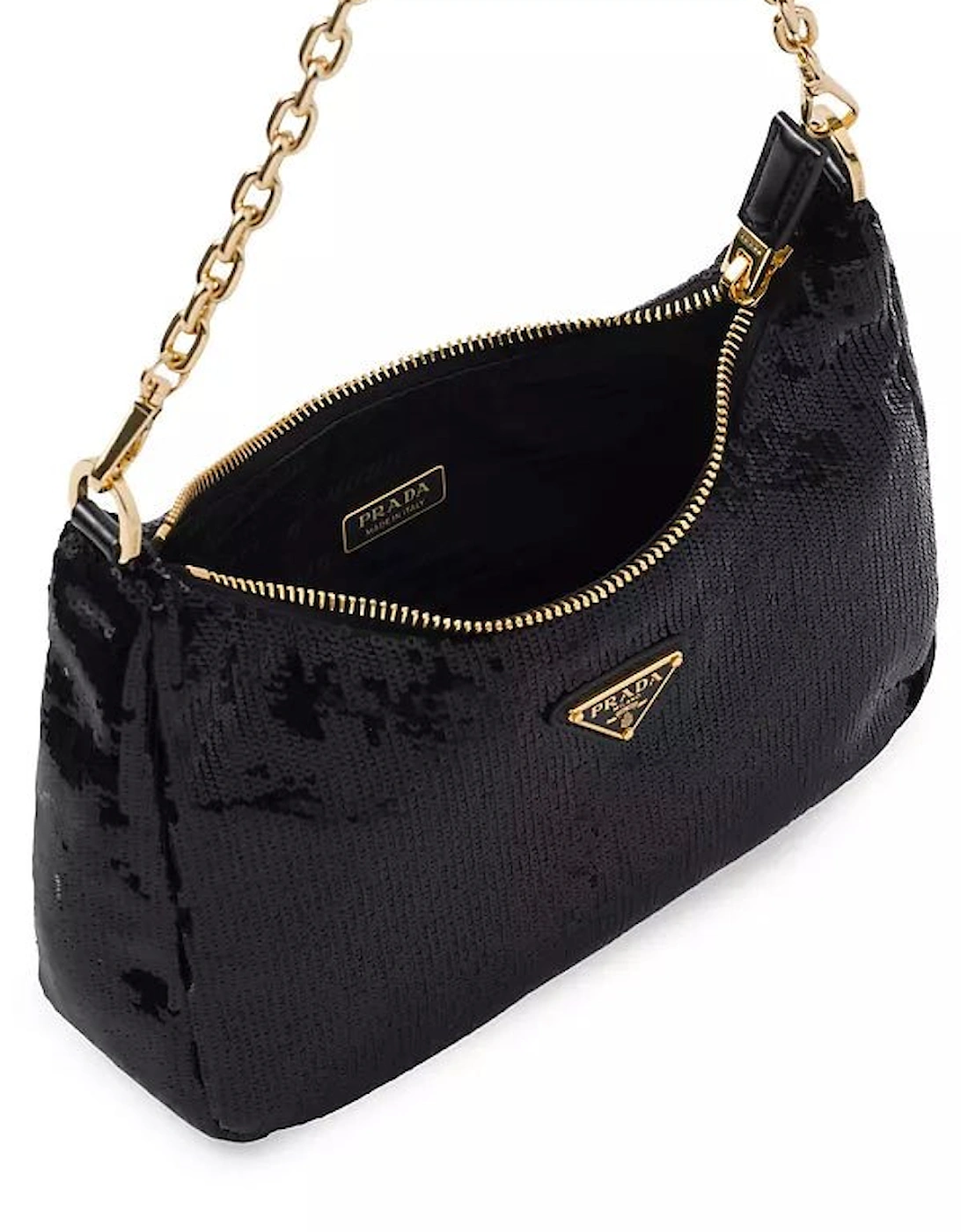 Re-Edition Re-Nylon and Sequin Mini-Bag in Black