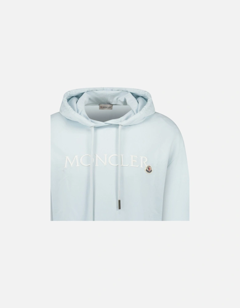Embroidered Logo Hoodie in Light Blue