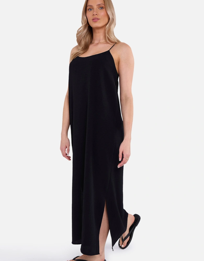 Black Strappy Cross Back Airflow Oversized dress