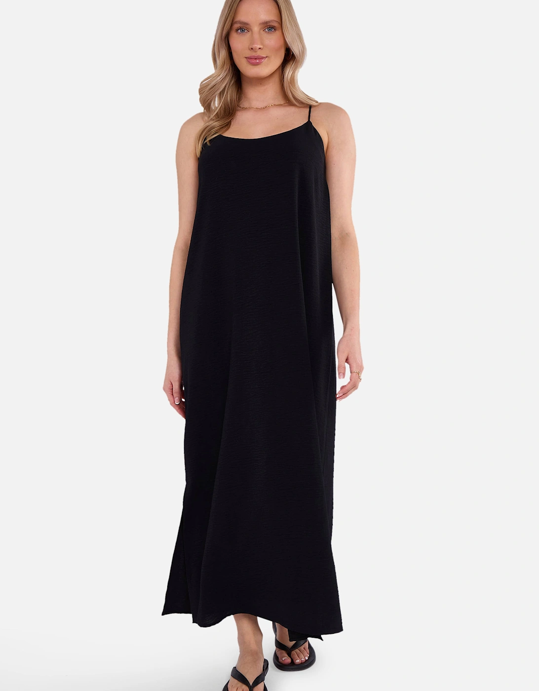 Black Strappy Cross Back Airflow Oversized dress, 5 of 4