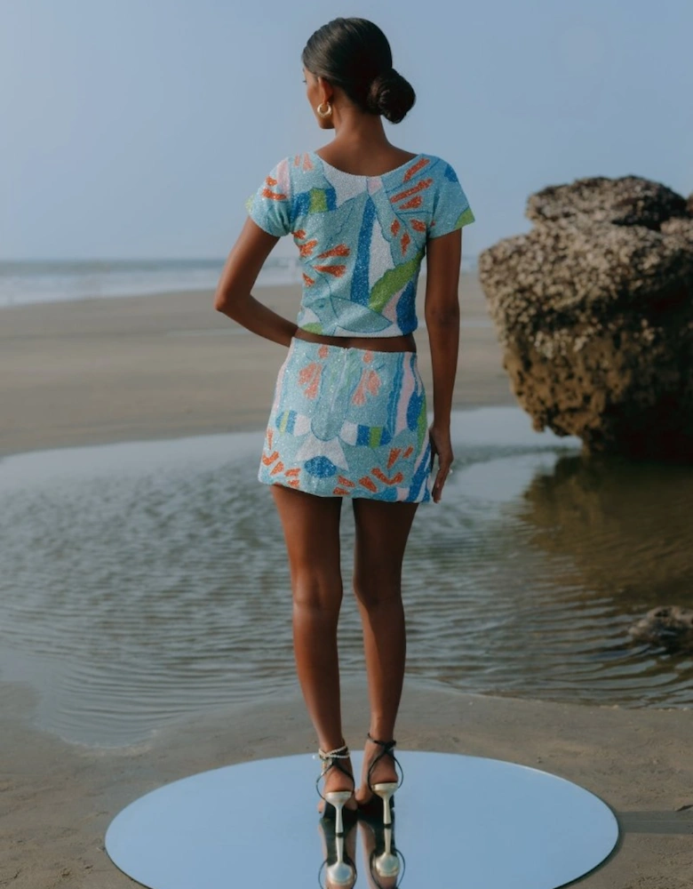 Maya Petal Hand Beaded Skirt x By Poppy