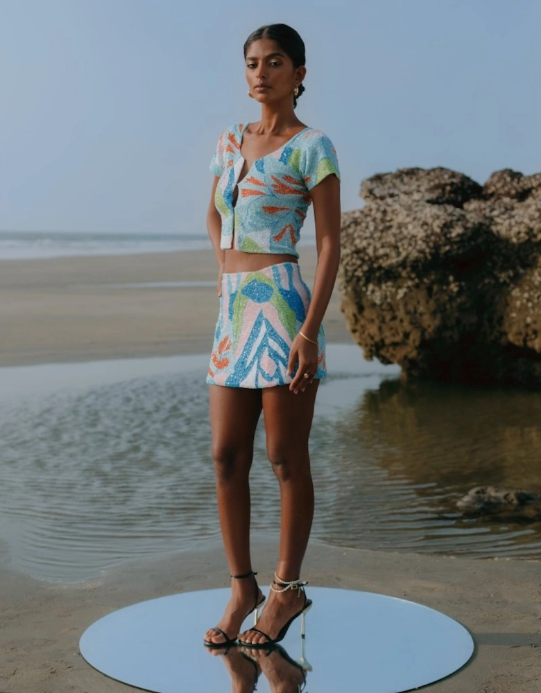 Maya Petal Hand Beaded Skirt x By Poppy