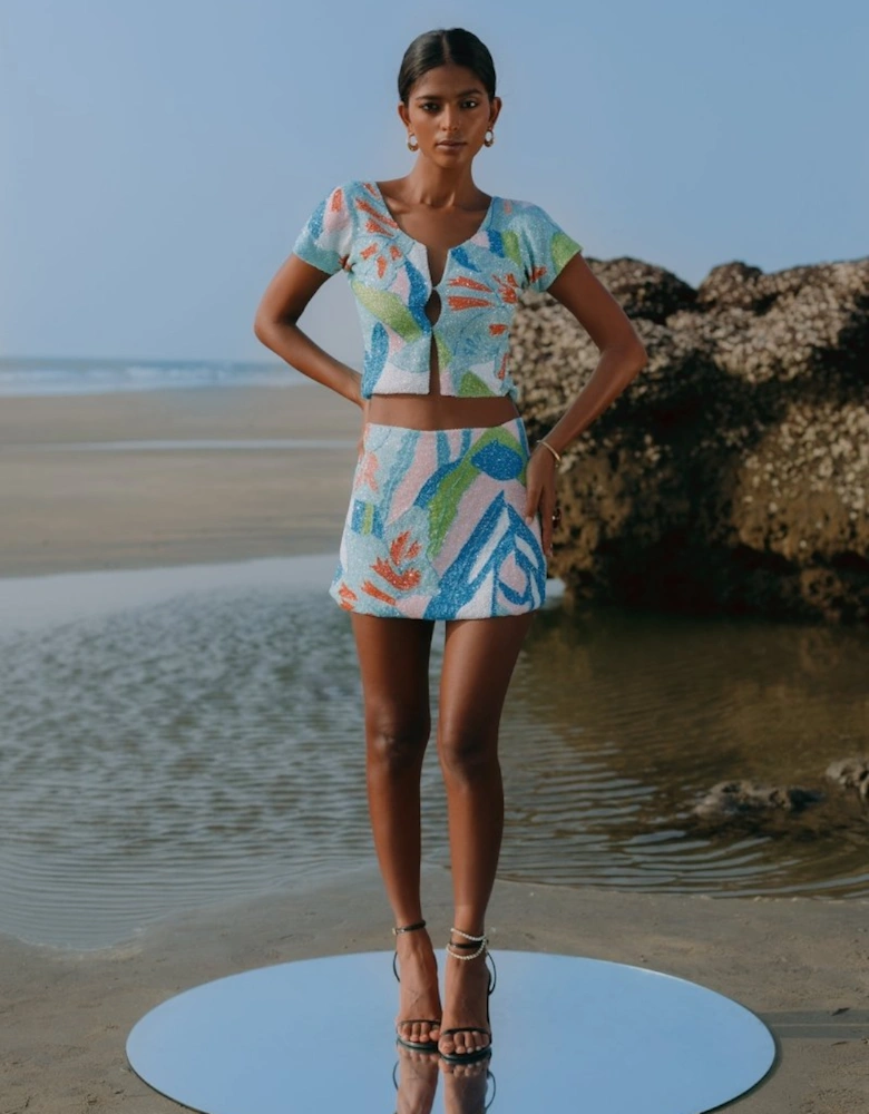 Maya Petal Hand Beaded Skirt x By Poppy