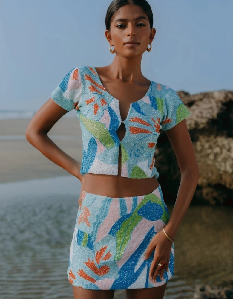Maya Petal Hand Beaded Skirt x By Poppy