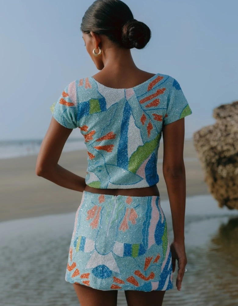 Maya Petal Hand Beaded Skirt x By Poppy