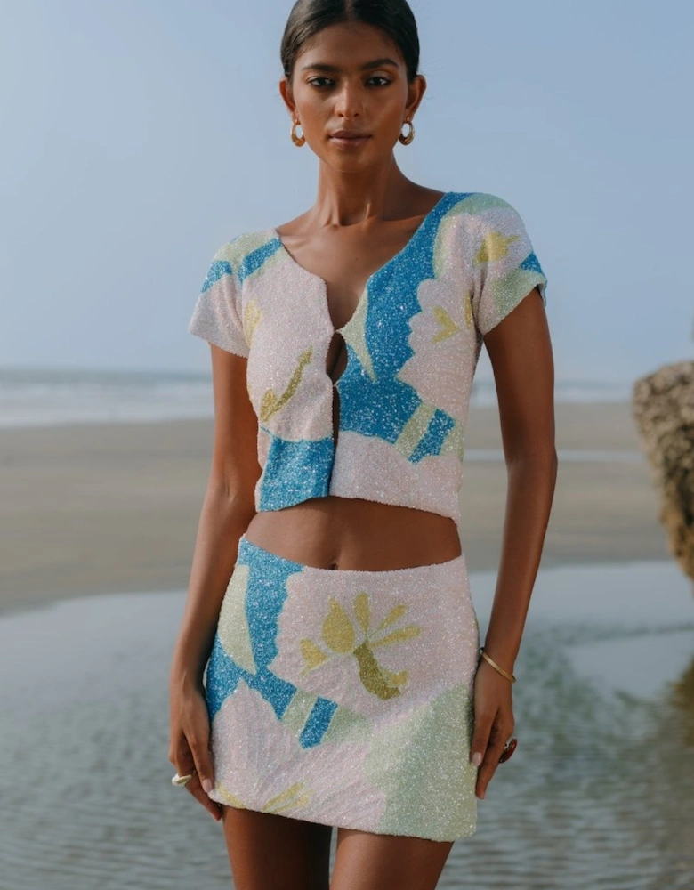 Maya Petal Hand Beaded Skirt x By Poppy