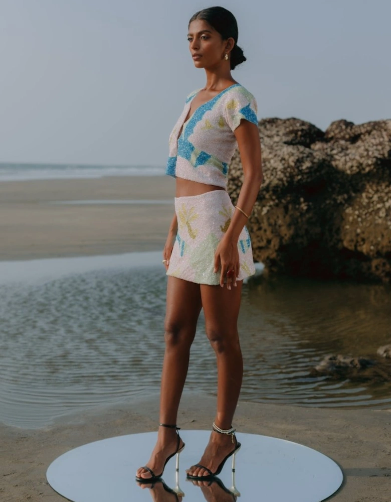 Maya Petal Hand Beaded Skirt x By Poppy