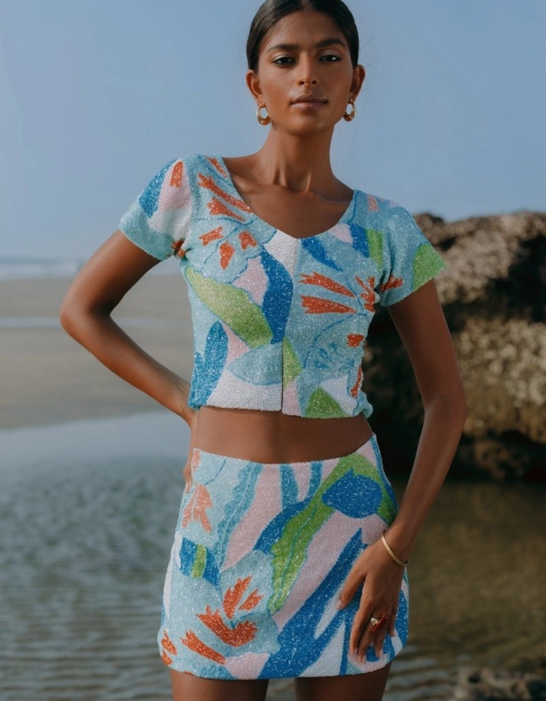 Maya Petal Hand Beaded Skirt x By Poppy