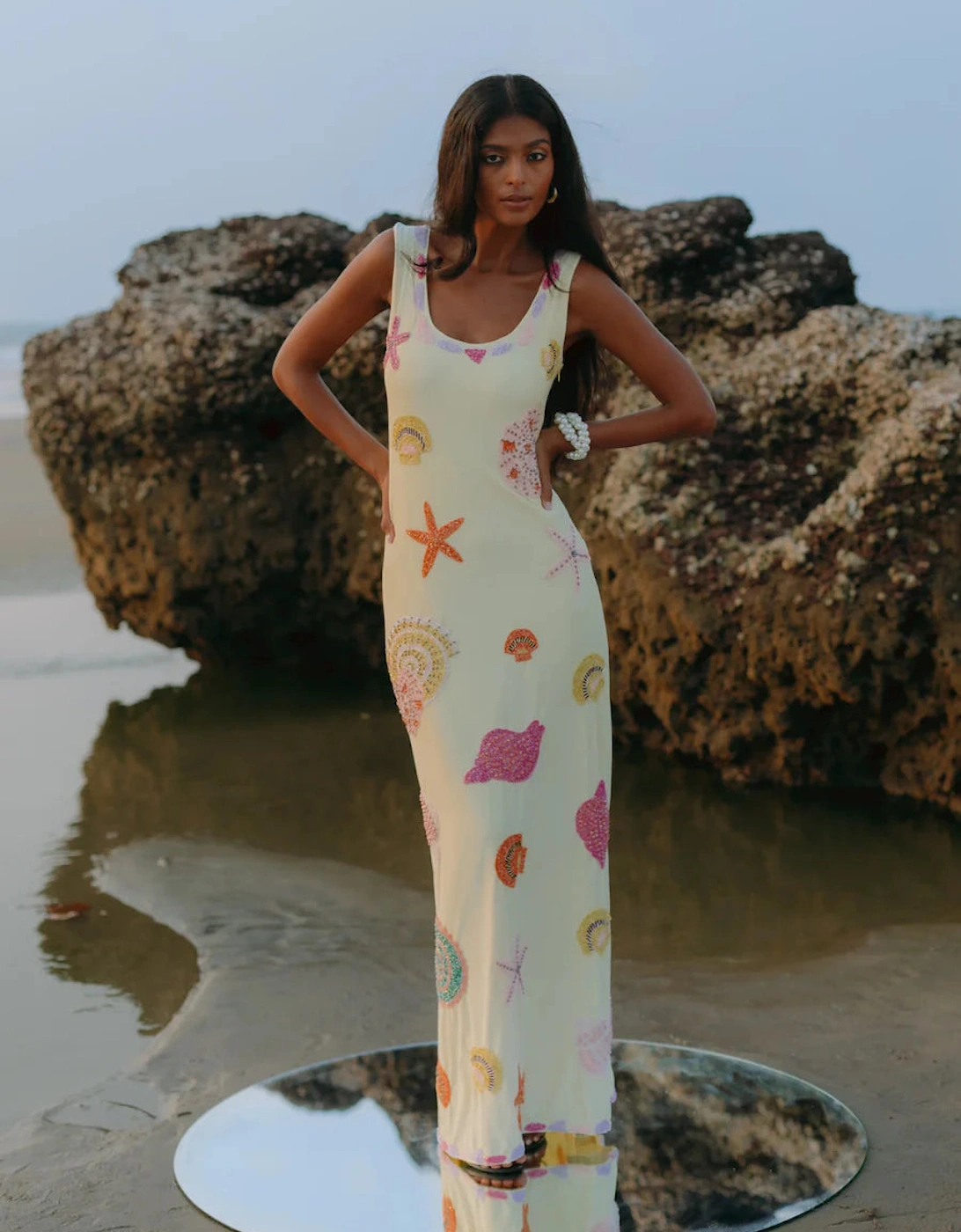 Oceanus Women's New York Bold Strapped Maxi Dress - Multi Colour - Yellow - Size: 10/8