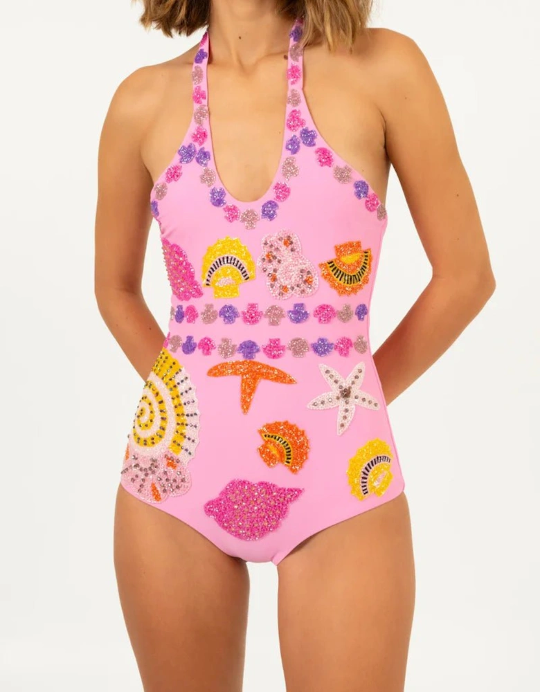 Sirena Cross Over Swimsuit in Pink
