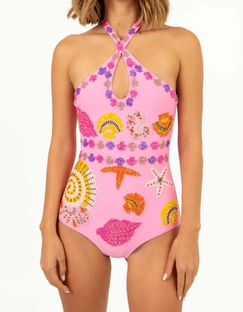 Sirena Cross Over Swimsuit in Pink