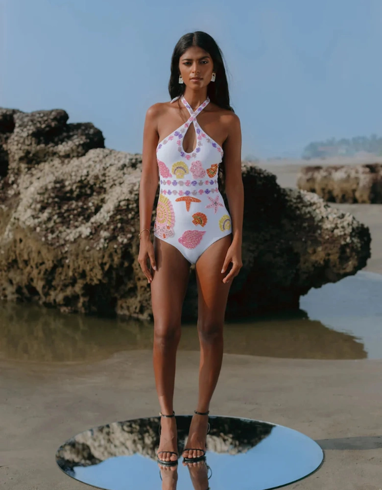Sirena Cross Over Swimsuit in Pink