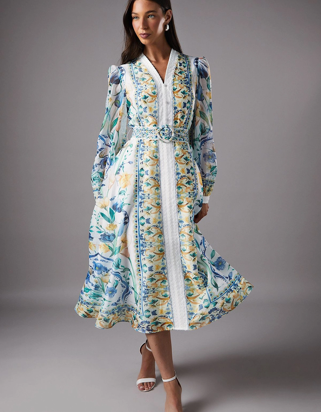 Boarder Printed Organza Shirt Dress, 2 of 1