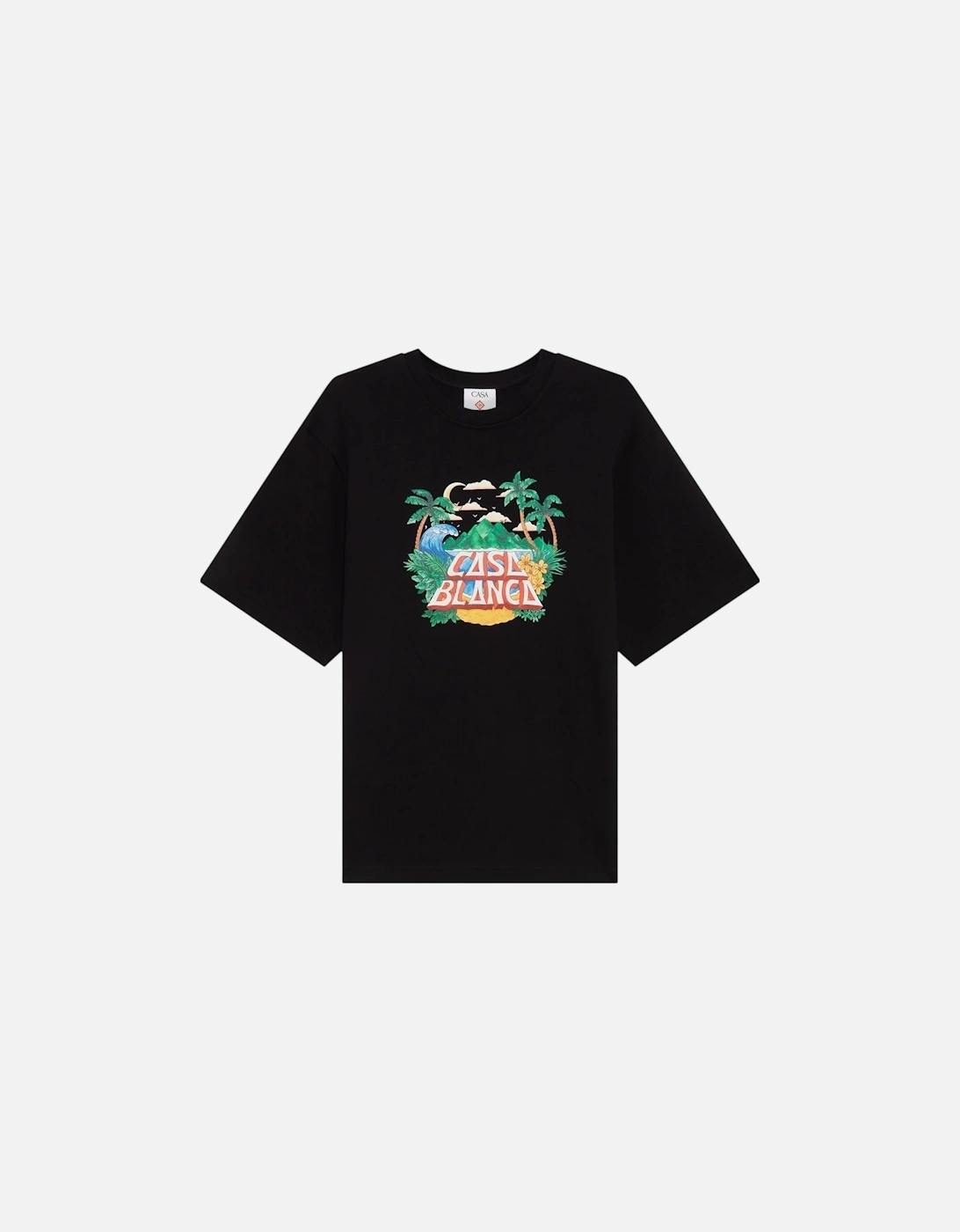 Mens T Shirt Beach Wave Printed Oversized Crew Neck Summer Tee